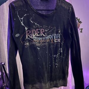 Skinny Minnie Purple Wash Crewneck Top